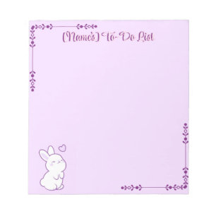 Cute Kawaii Pastel Purple Looking Up Bunny Custom Notepad