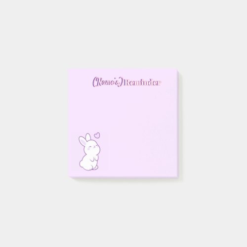 Cute Kawaii Pastel Purple Looking Up Bunny Custom Post-it Notes