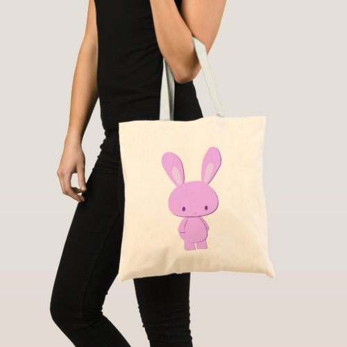 Cute Kawaii Pastel Purple Minimalist Bunny Canvas Tote Bag