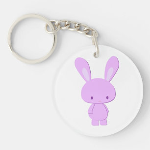 Cute Kawaii Pastel Purple Minimalist Bunny Keychain