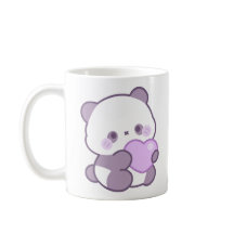 Cute Kawaii Pastel Purple Panda Heart