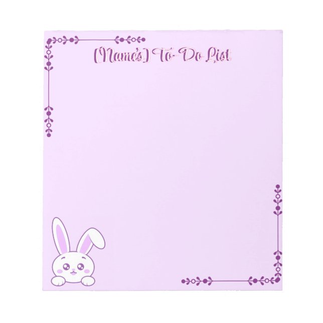 Cute Kawaii Pastel Purple Peeking Bunny Custom Notepad (Front)