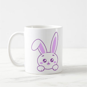 Cute Kawaii Pastel Purple Peeking Bunny Cute Coffee Mug
