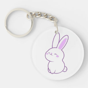 Cute Kawaii Pastel Purple Sitting Bunny Acrylic Keychain