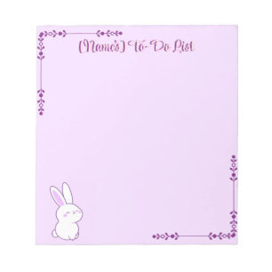 Cute Kawaii Pastel Purple Sleepy Bunny Custom Notepad