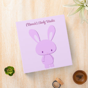 Cute Kawaii Pastel Purple Standing Bunny Custom 3 Ring Binder