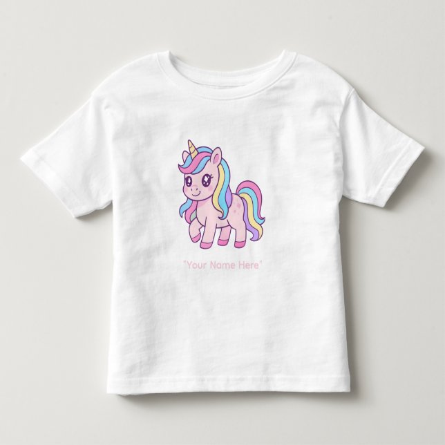 Cute Kawaii Pastel Unicorn Rainbow Girls Birthday  Toddler T-shirt (Front)