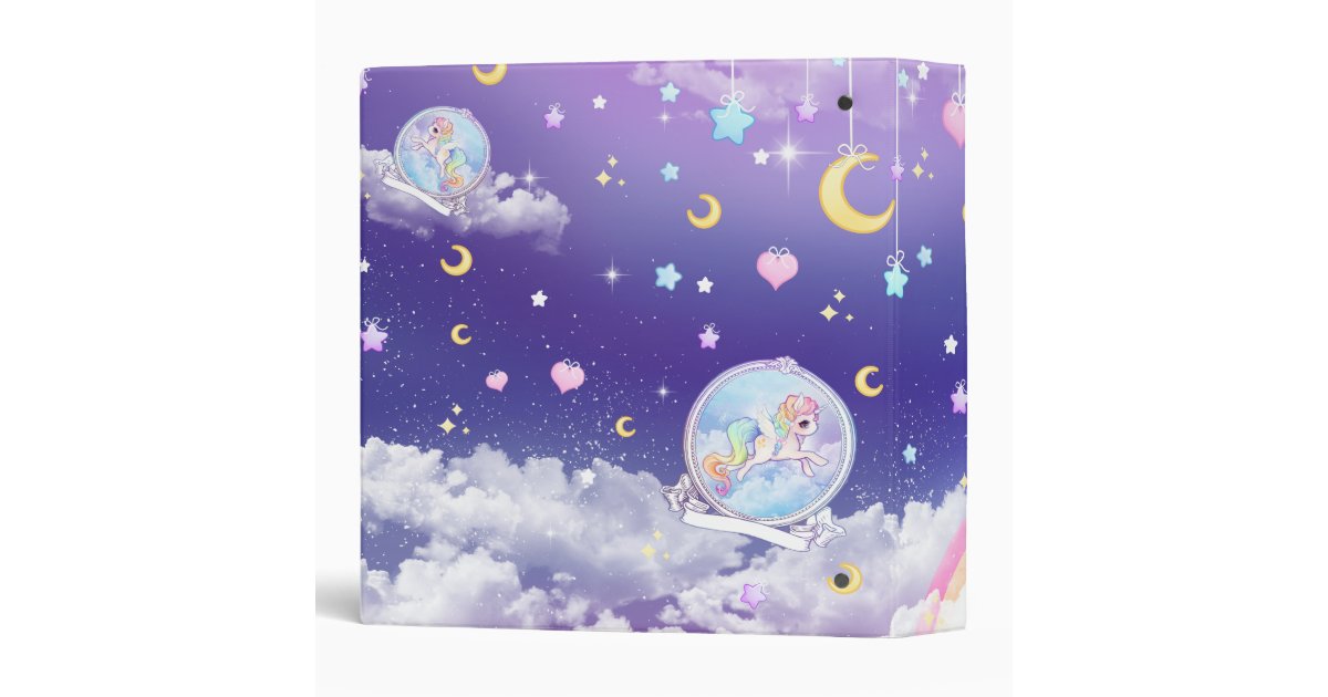 Cute Kawaii Pastel Unicorn With Rainbow Galaxy Binder Zazzle
