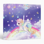 Cute Kawaii Pastel Unicorn With Rainbow Galaxy Binder at Zazzle