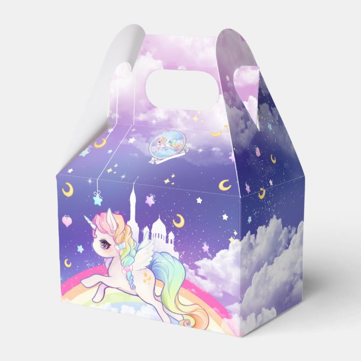 Cute Kawaii Pastel Unicorn With Rainbow Galaxy Favor Box Zazzle Com