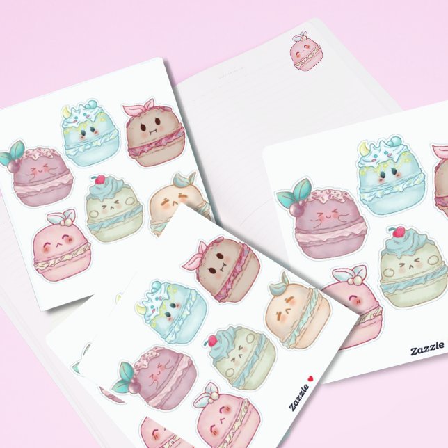cute kawaii Pastel watercolor French Macarons Sticker (Creator Uploaded)
