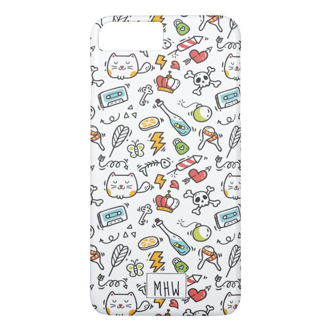 Cute Kawaii Pattern custom monogram phone cases (Back)