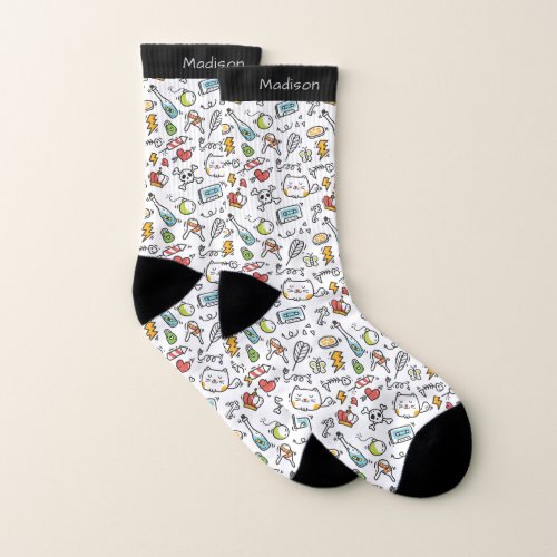 Cute Kawaii Pattern custom name socks