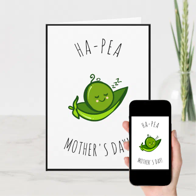 Cute Kawaii Pea Funny Pun Saying Mother's Day Love Holiday Card | Zazzle