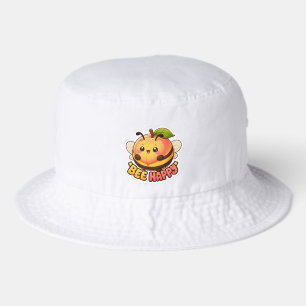 Cute Kawaii Peach Bee Happy Funny Pun Bucket Hat