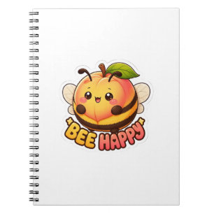 Cute Kawaii Peach Bee Happy Funny Pun Notebook