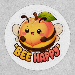 Cute Kawaii Peach Bee Happy Funny Pun Patch
