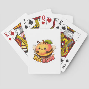 Cute Kawaii Peach Bee Happy Funny Pun Poker Cards