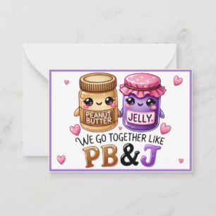 Cute Kawaii Peanut Butter and Jelly Note Card