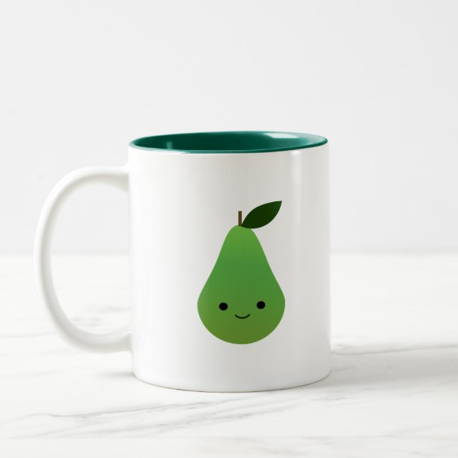 Cute Kawaii Pear Two-Tone Coffee Mug (Left)