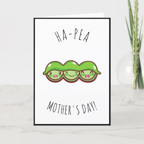 Cute Kawaii Peas Mothers Day Saying Quote Simple Holiday Card