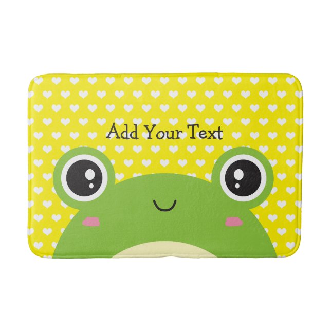 Cute Kawaii Peek-a-Boo Frog Personalized  Bath Mat (Front)