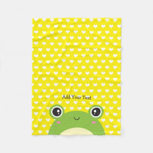 Cute Kawaii Peek_a_Boo Frog Personalized  Fleece Blanket