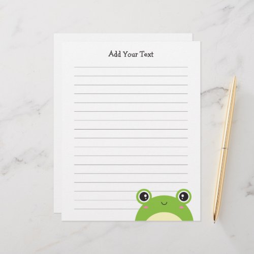 Cute Kawaii Peek_a_Boo Frog Personalized  Letterhead