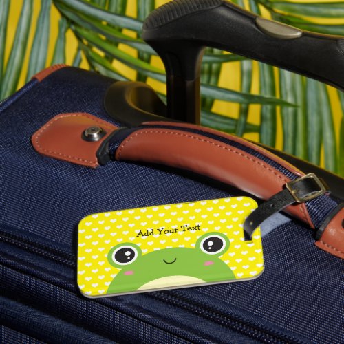Cute Kawaii Peek_a_Boo Frog Personalized  Luggage Tag