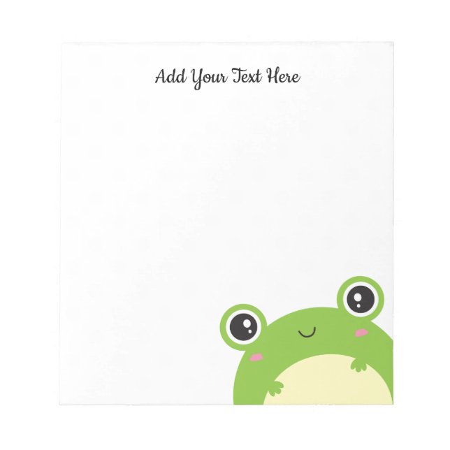 Cute Kawaii Peek-a-Boo Frog Personalized Notepad (Front)