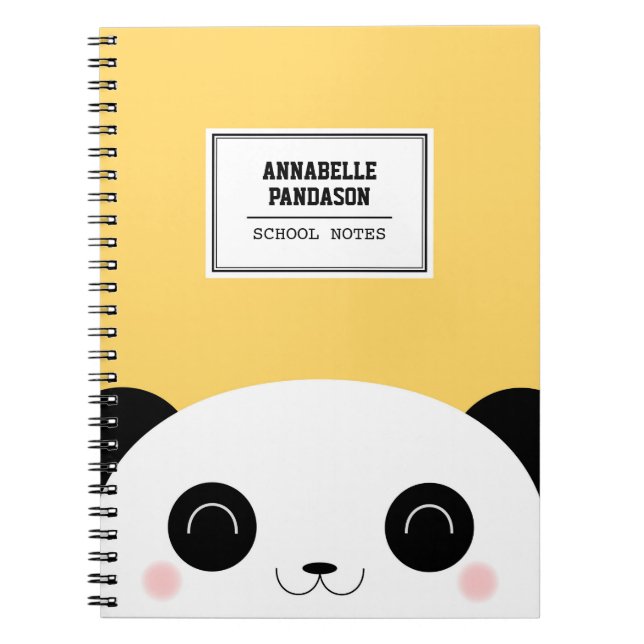 Cute Kawaii Peekaboo Panda Face Personalized Notebook (Front)