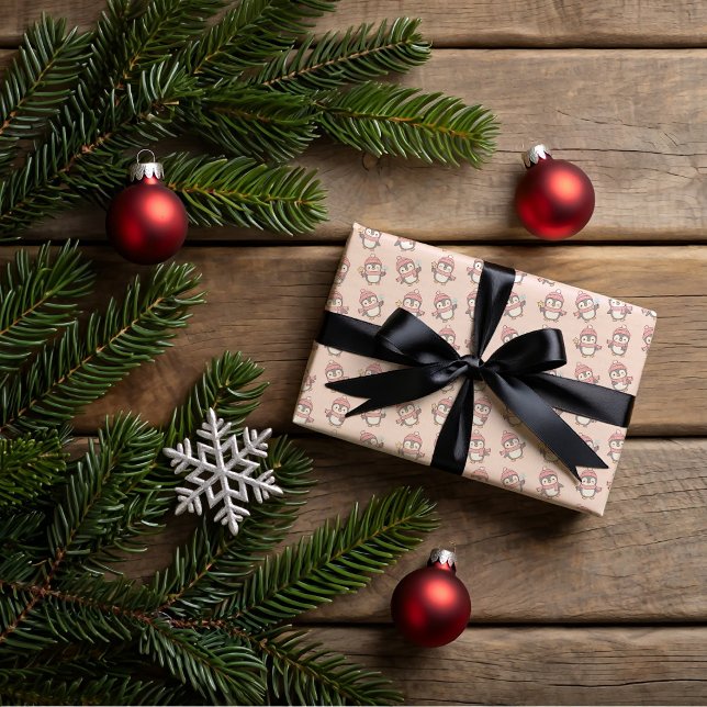 Cute kawaii penguin and gingerbread  wrapping paper sheets (Creator Uploaded)