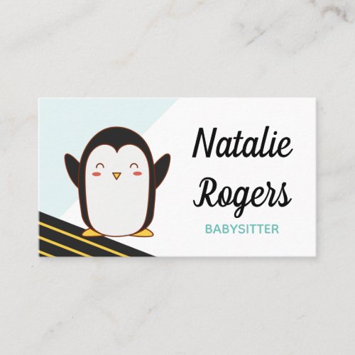 Cute Kawaii Penguin Babysitter Nanny Daycare Kids Business Card