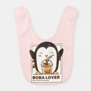 Cute Kawaii Penguin Boba Lover Baby Bib