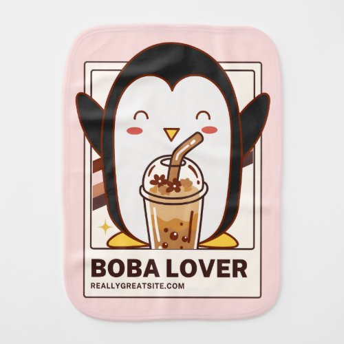 Cute Kawaii Penguin Boba Lover Baby Burp Cloth