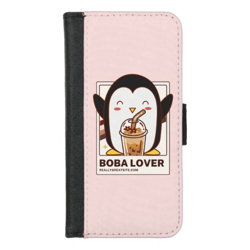 Cute Kawaii Penguin Boba Lover iPhone 87 Wallet Case