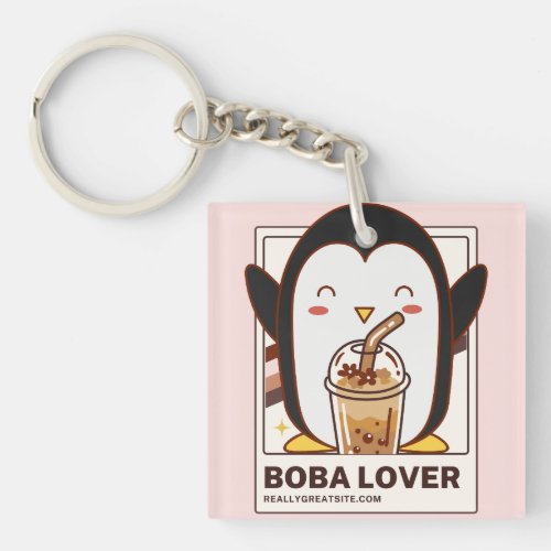 Cute Kawaii Penguin Boba Lover  Keychain