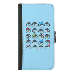 Cute Kawaii Penguin Emoji Pattern Funny Cartoon Ki Samsung Galaxy S5 Wallet Case