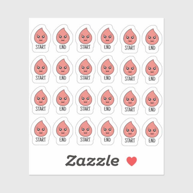Cute Kawaii Period Tracker Cycle Menstrual Planner Sticker (Sheet)