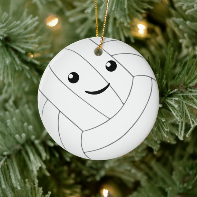cute kawaii personalized girls volleyball ceramic ornament (Tree)