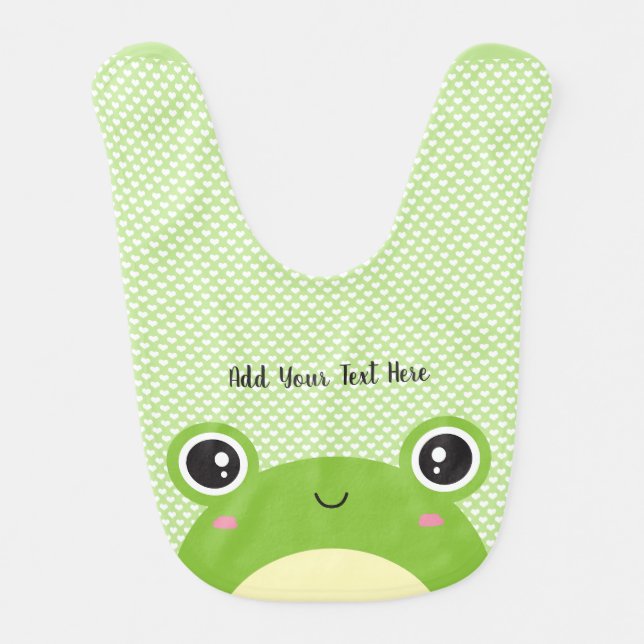 Cute Kawaii Personalized Peek-a-Boo Frog Baby Bib (Front)
