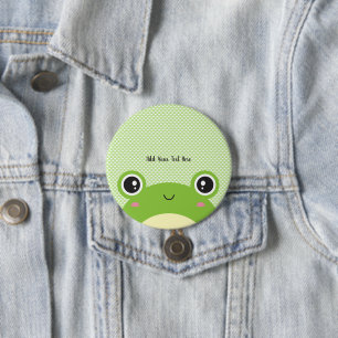 Cute Kawaii Personalized Peek-a-Boo Frog  Button