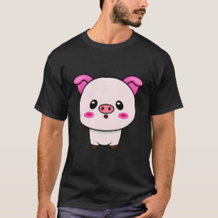 Cute Kawaii Pig Charming Farmyard Design T-Shirt