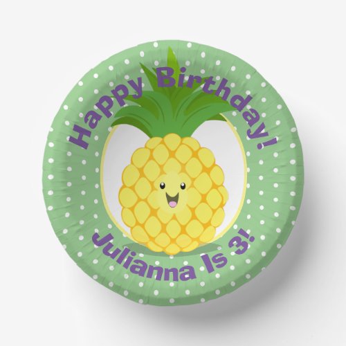 Cute kawaii pineapple cartoon illustration paper bowls