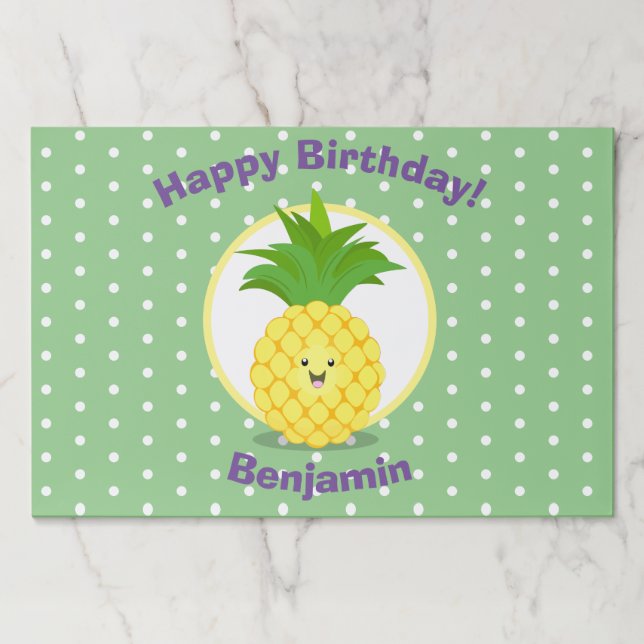 Cute kawaii pineapple cartoon illustration paper pad (Front)
