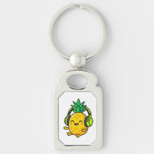 Cute Kawaii Pineapple Wearing Headphones Summer Be Keychain