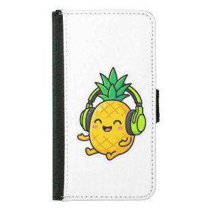 Cute Kawaii Pineapple Wearing Headphones Summer Be Samsung Galaxy S5 Wallet Case