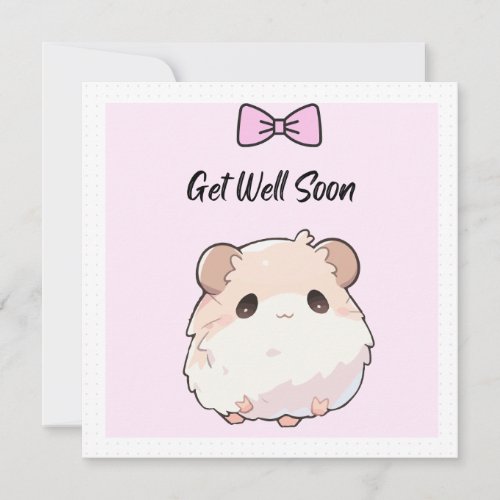 Cute Kawaii Pink And White Get Well Soon Card