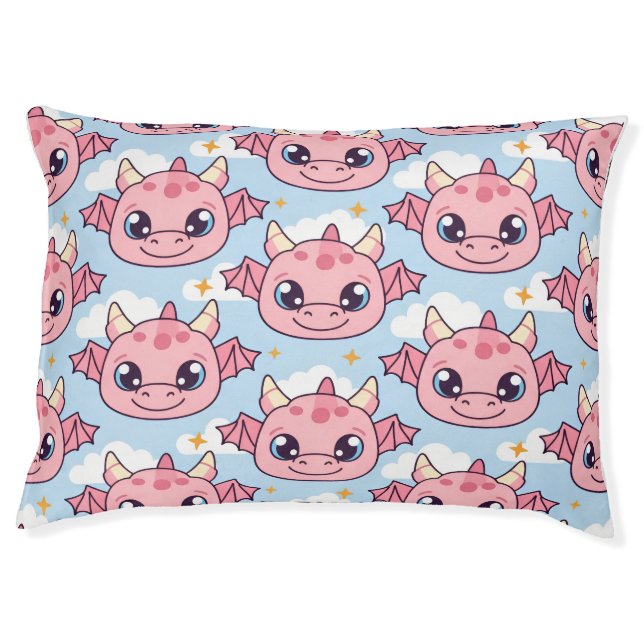 Cute Kawaii Pink Baby Dragon Fantasy Pet Bed (Front)