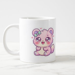 Cute Kawaii Pink Bear Pastel Chibi Kitten Heart St Giant Coffee Mug